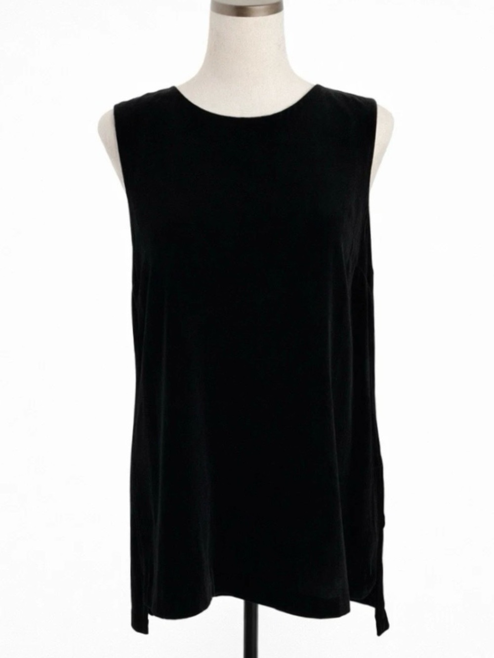 Theory Yinga Black Velvet Silk Blend Sleeveless Tunic Top M